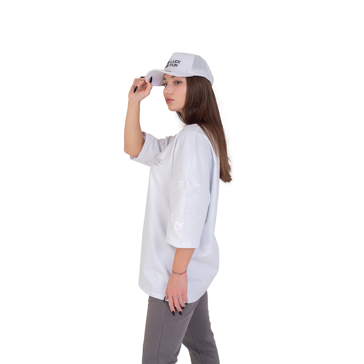 FragON - Holografic Logo Oversize T-shirt White, L/XL