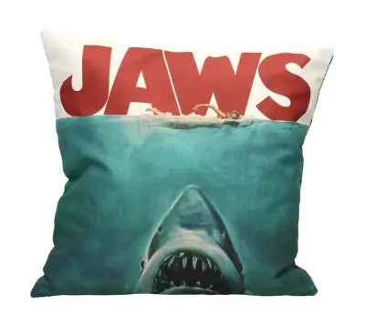 JAWS POSTER COLLAGE SQUARE CUSHION