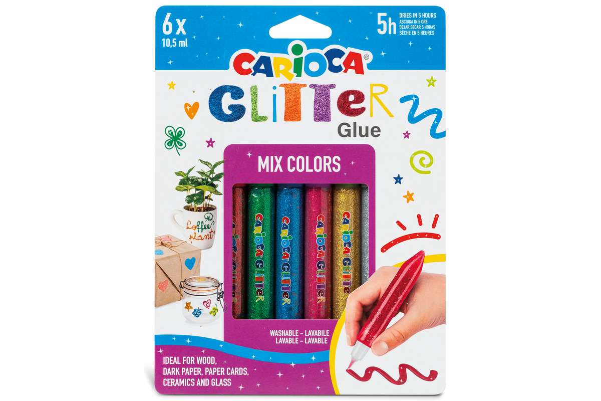 Glitter glue 10,5ml multi 6stk. ass.