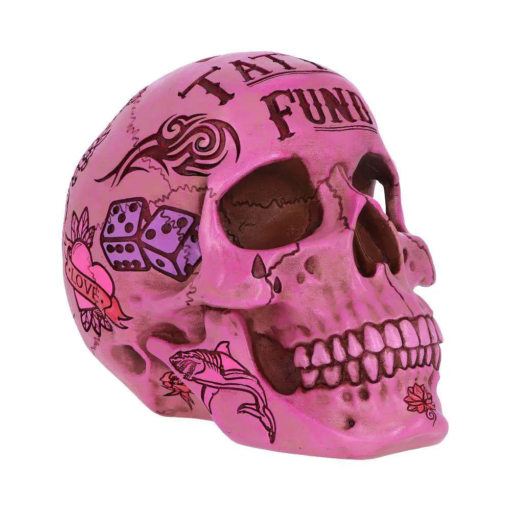 PINK TATTOO SKULL MONEY BOX