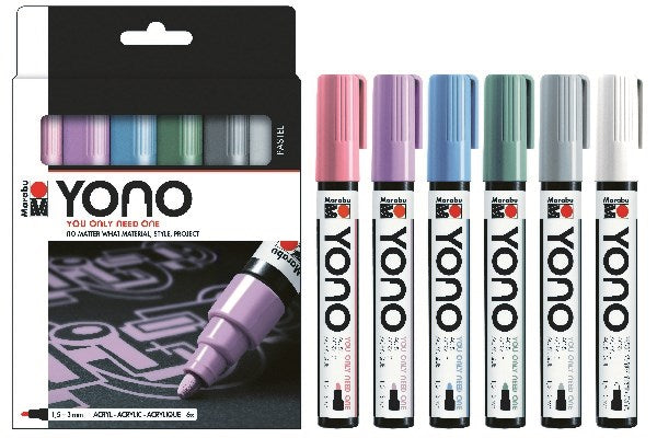 YONO Marker set pastel 6pcs 1,5-3,0mm