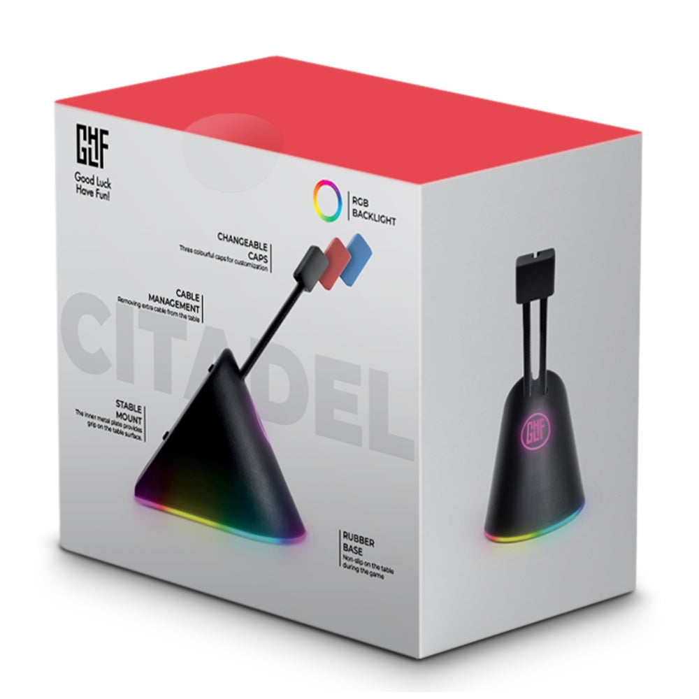 FragON - Citadel RGB Mouse Bungee with 3 colorful clips, Black
