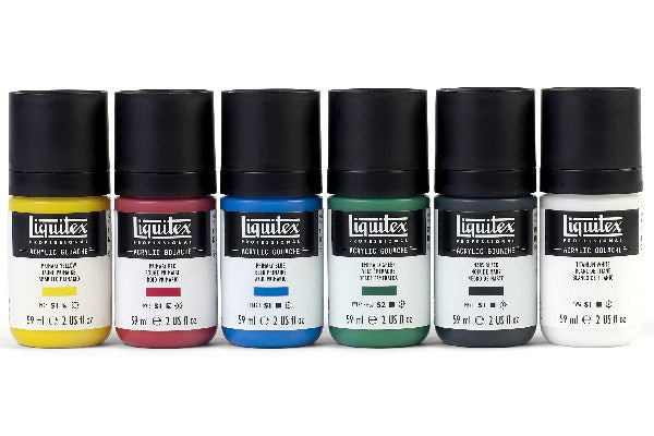 LQX Acrylic Gouache 6x59ml Set primaries