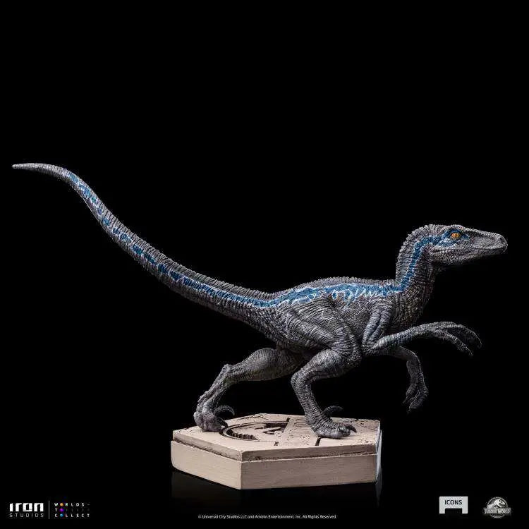 JW ICONS VELOCIRAPTOR BLUE STATUE