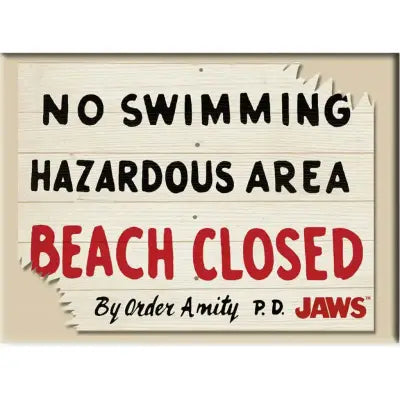 JAWS BEACH CLOSED FLAT MAGNET