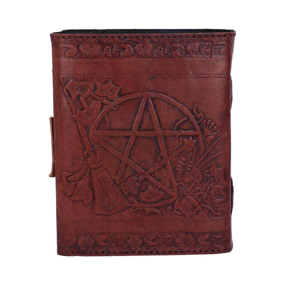 LEATHER DIARY EMBOSSED PENT/BROOM & LOCK