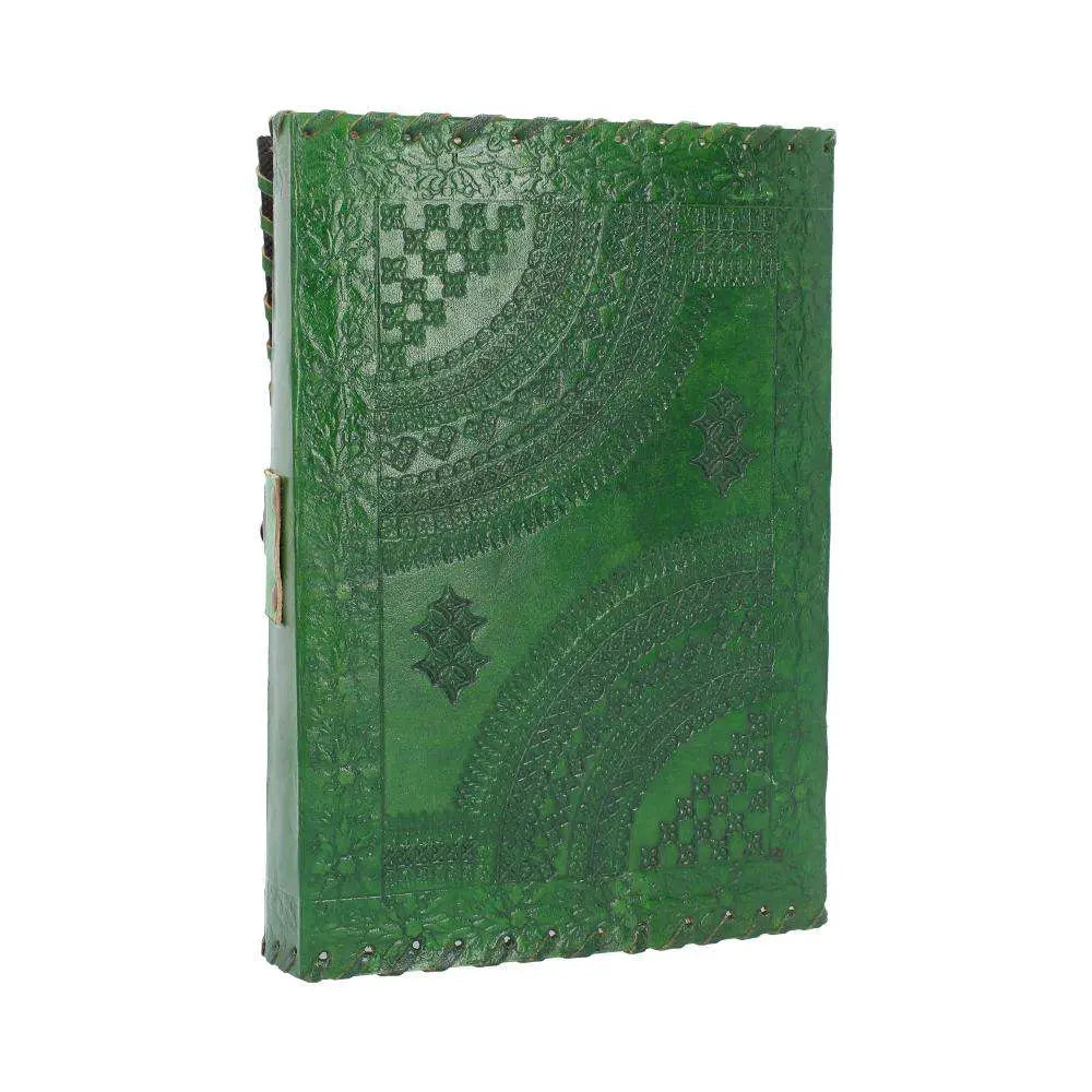 LEATHER DIARY EMBOSS GREENMAN & TWO LOCK