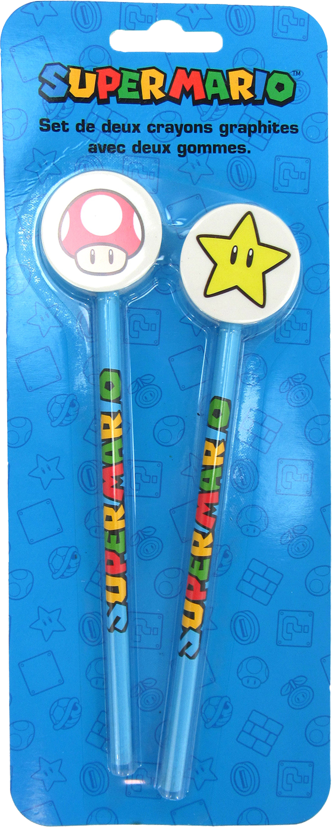 SUPER MARIO - Set of 2 Pencils with Eraser