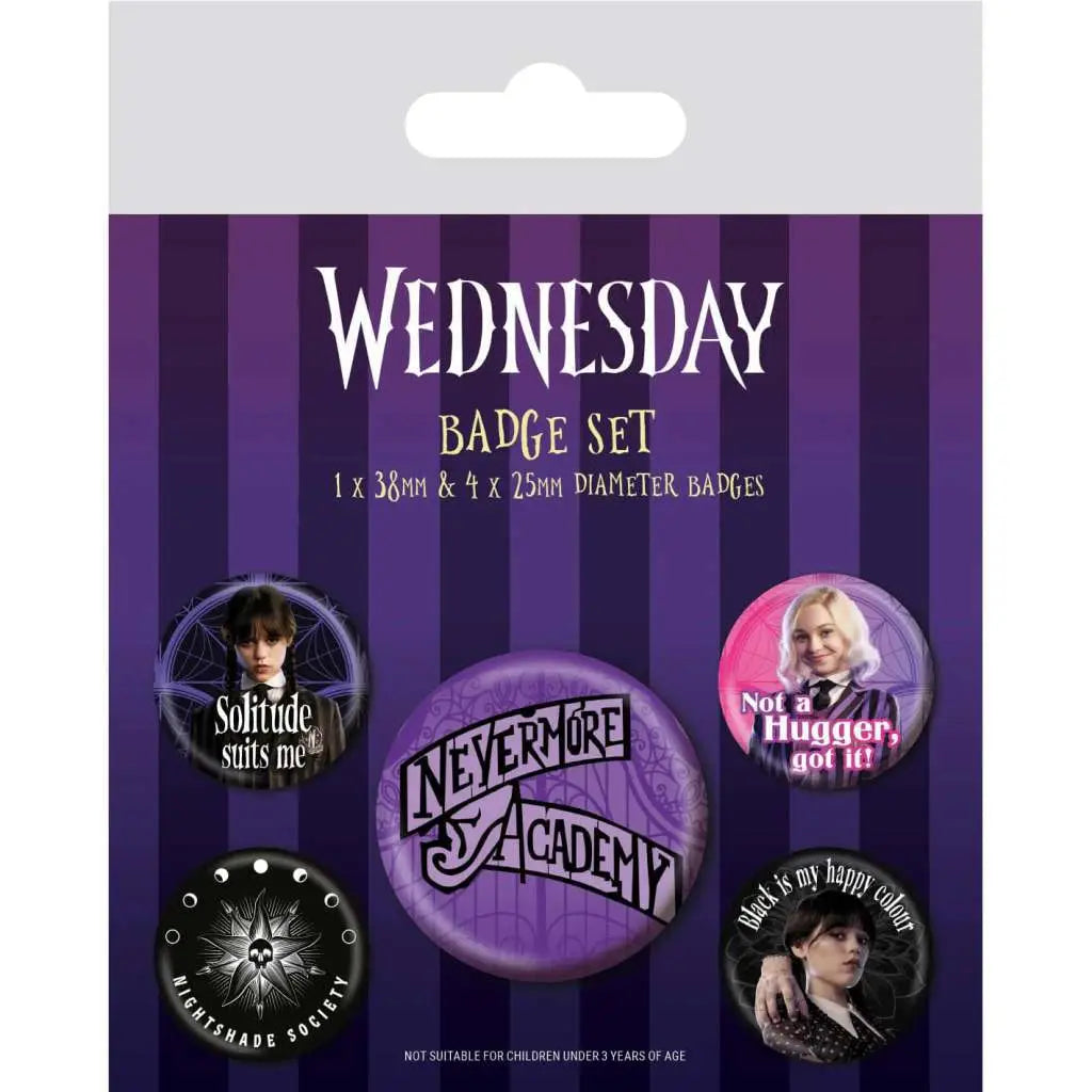 WEDNESDAY NEVERMORE BADGE PACK