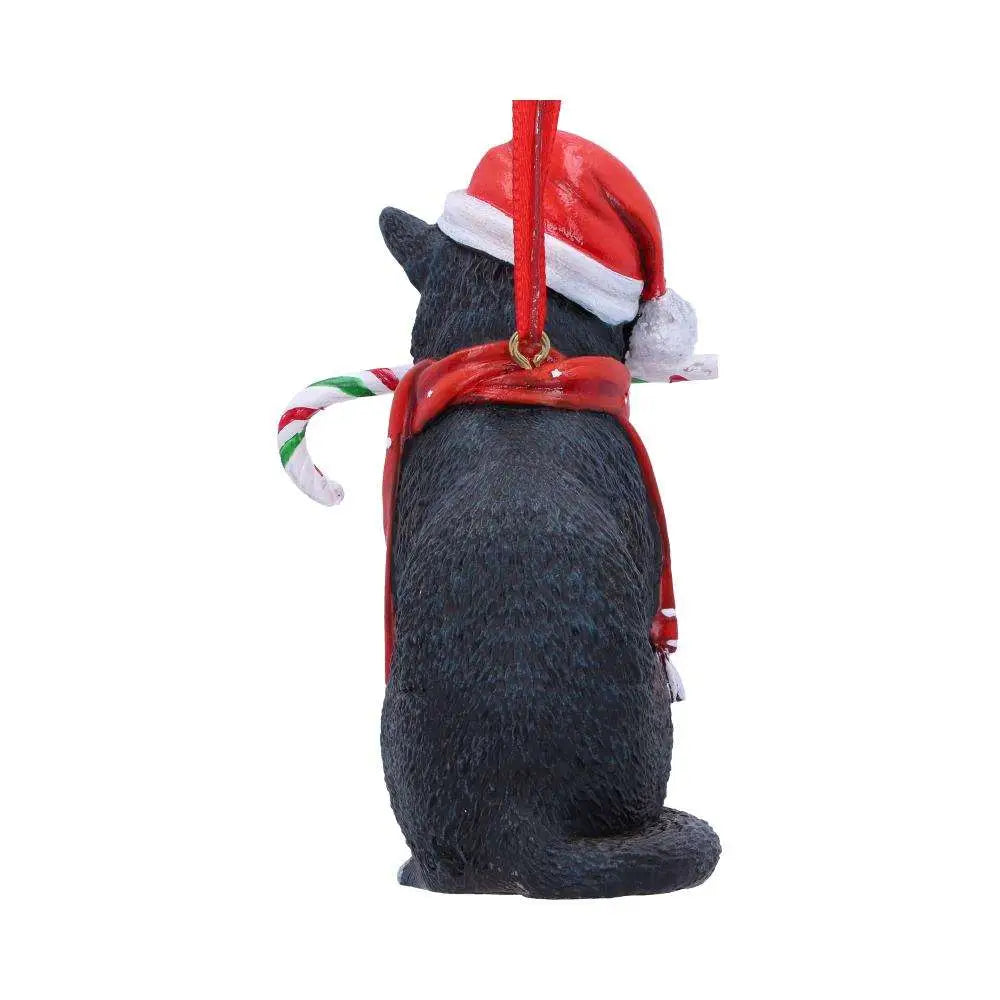 CAT CANDY CANE HANGING ORNAMENT