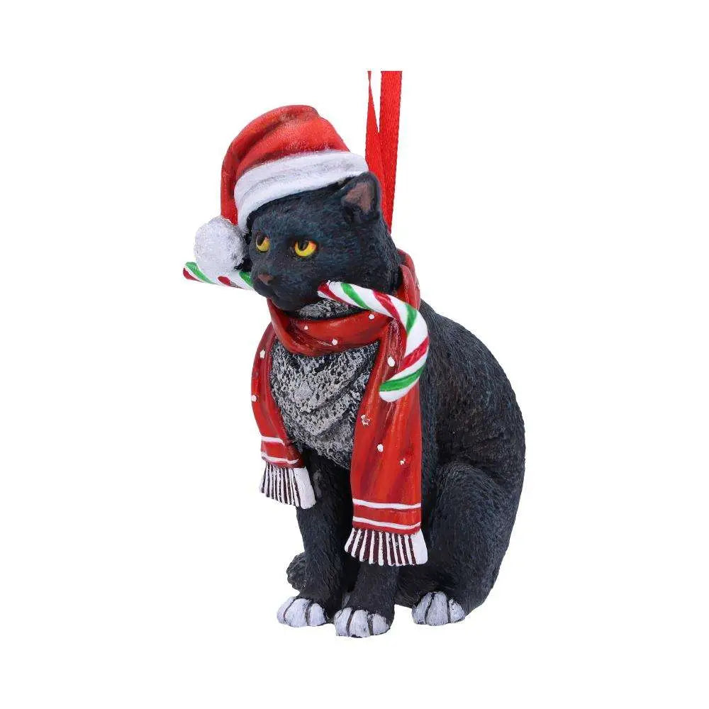 CAT CANDY CANE HANGING ORNAMENT