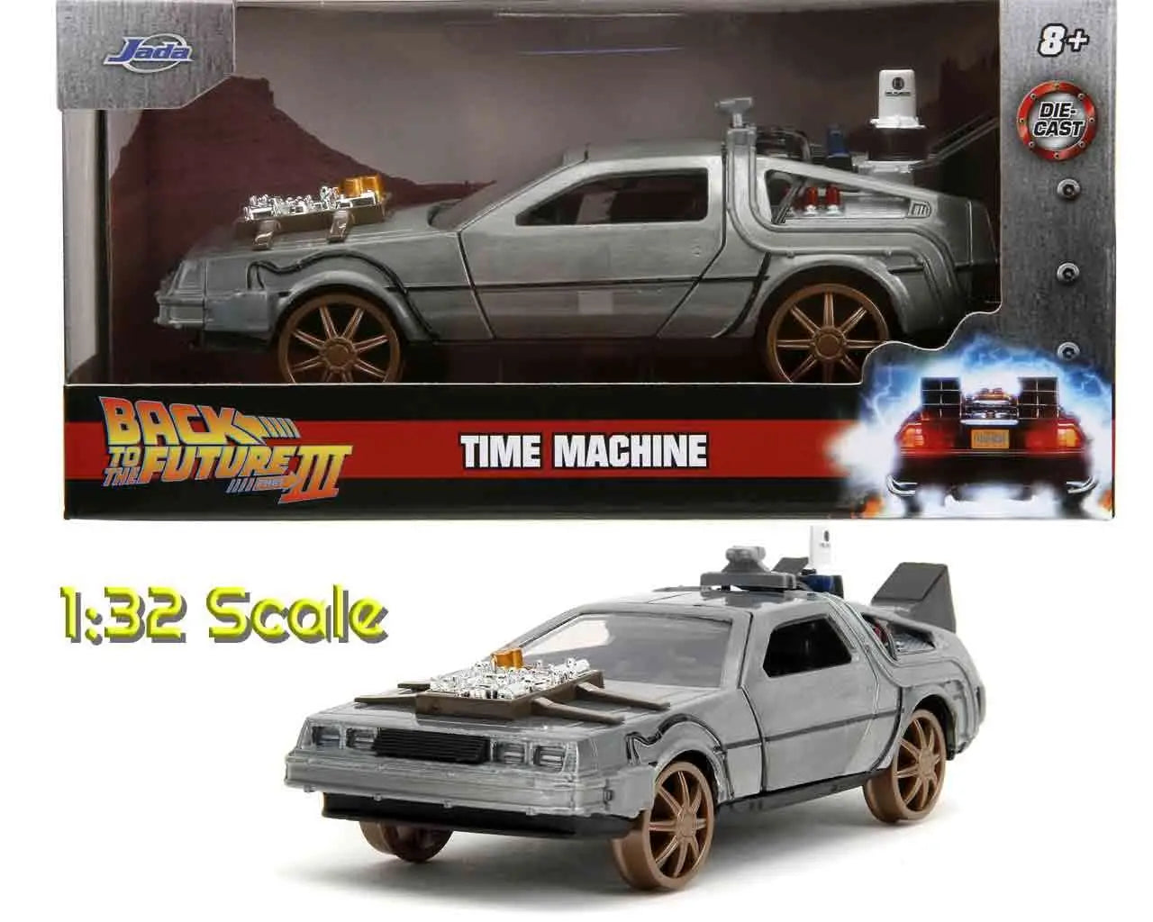 BACK TO THE FUTURE PART 3 DELOREAN RAILROAD WHEELS 1/32 DIE-CAST MODEL VARIANT LIMITED EDITION