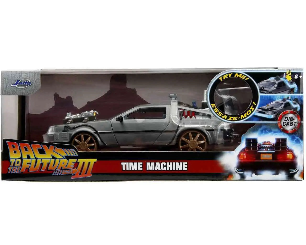 BACK TO THE FUTURE 3 1982 DELOREAN RAILROAD WHEELS 1/24 DIE-CAST MODEL LIMITED EDITION