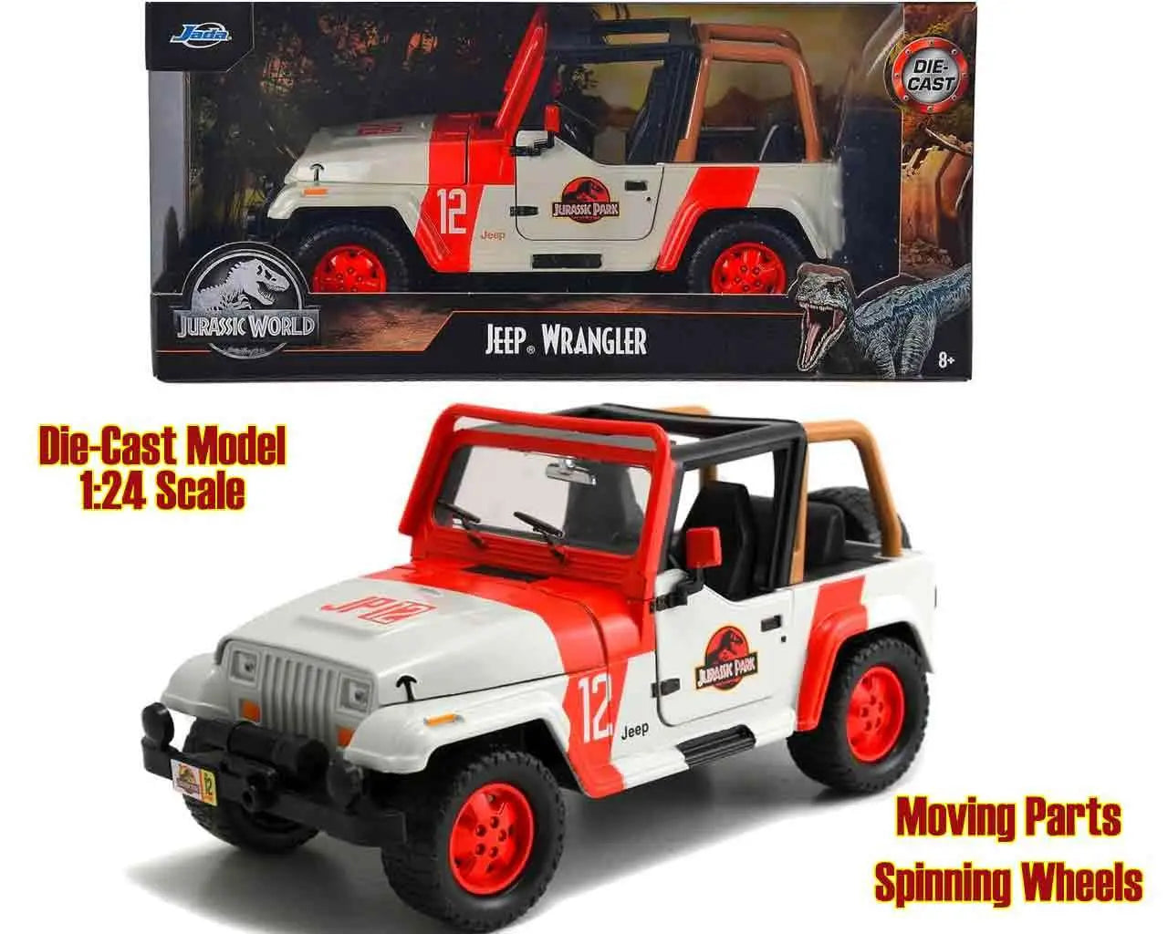 JURASSIC PARK 1992 JEEP WRANGLER YJ SAHARA 1/24 DIE-CAST MODEL