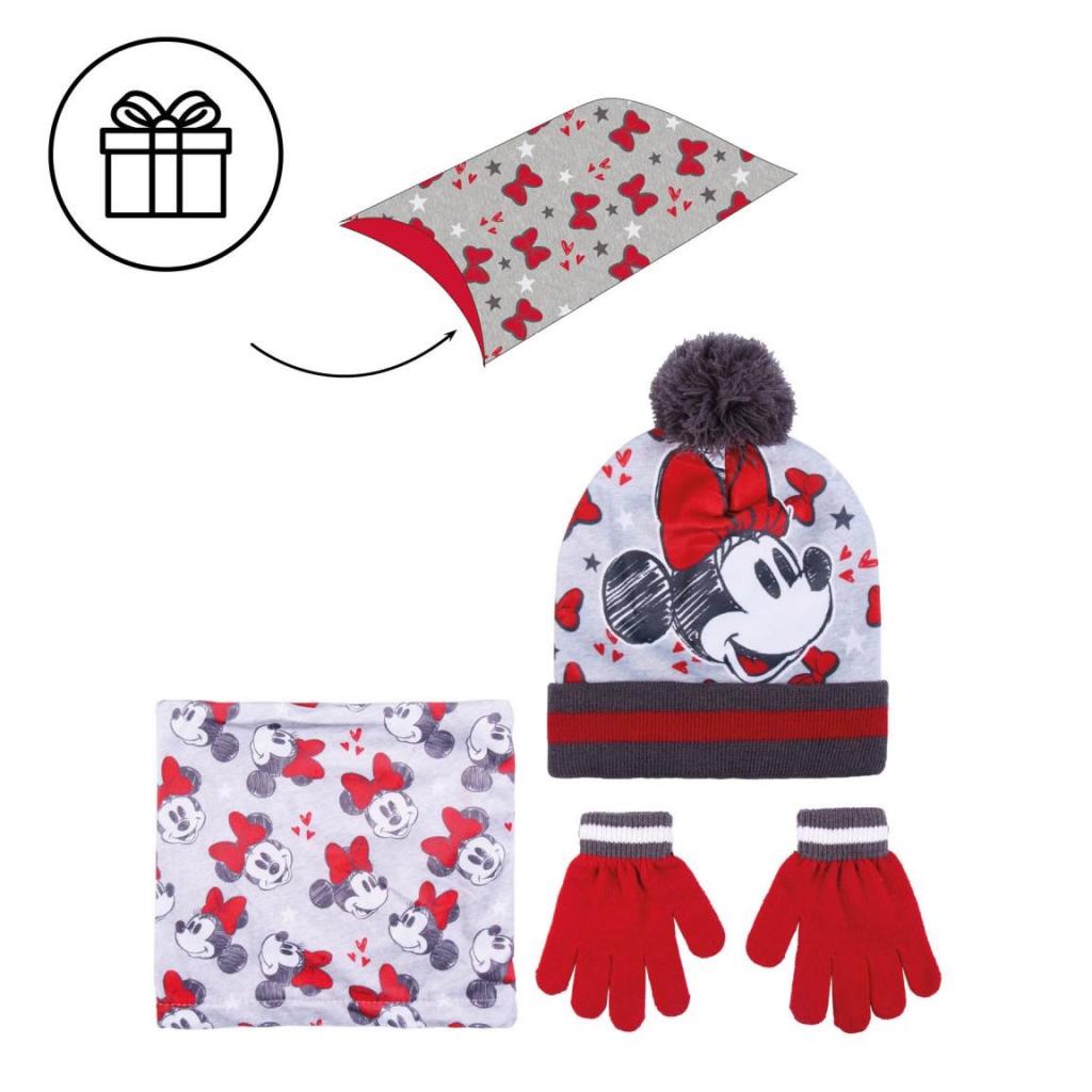 MINNIE - Set Pompon Beanie + Gloves + Neckwarmer- 3Pc Kids