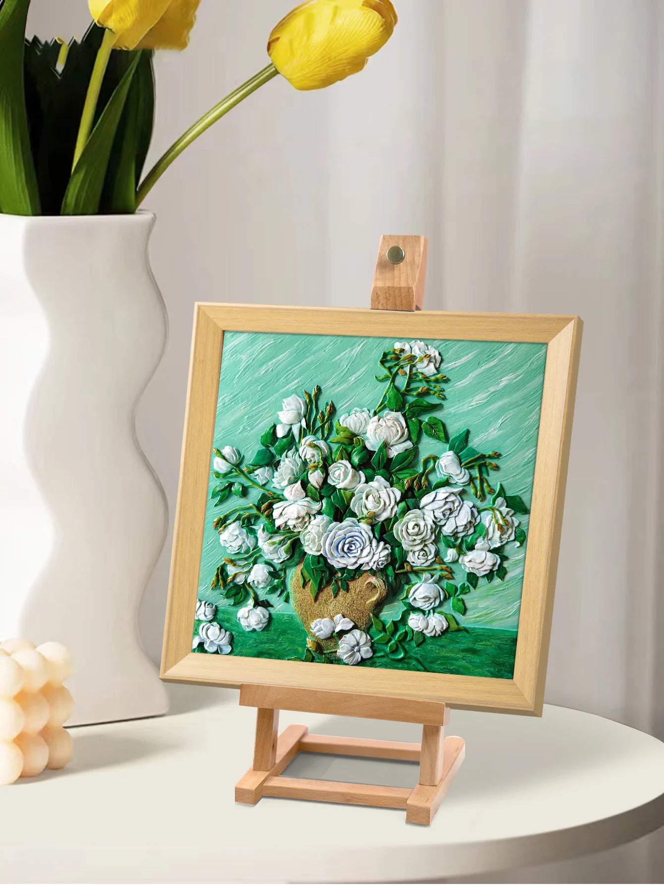 Resin DIY 3D Painting - White Rose - 34x34cm