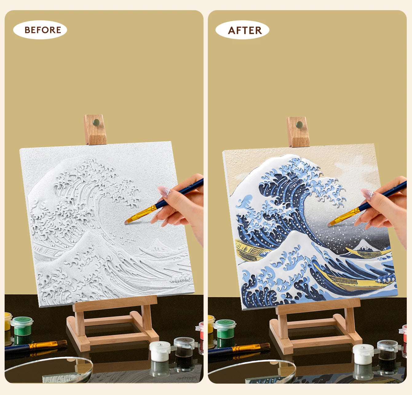 Resin DIY 3D Painting - Great wave Kanagawa - 34x34cm