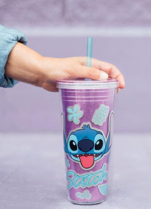 STITCH - Purple Glitter - Fashion Straw Tumbler - Size 19Oz