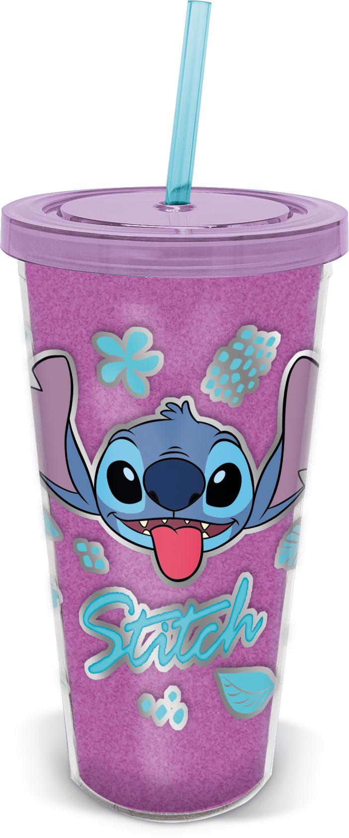 STITCH - Purple Glitter - Fashion Straw Tumbler - Size 19Oz