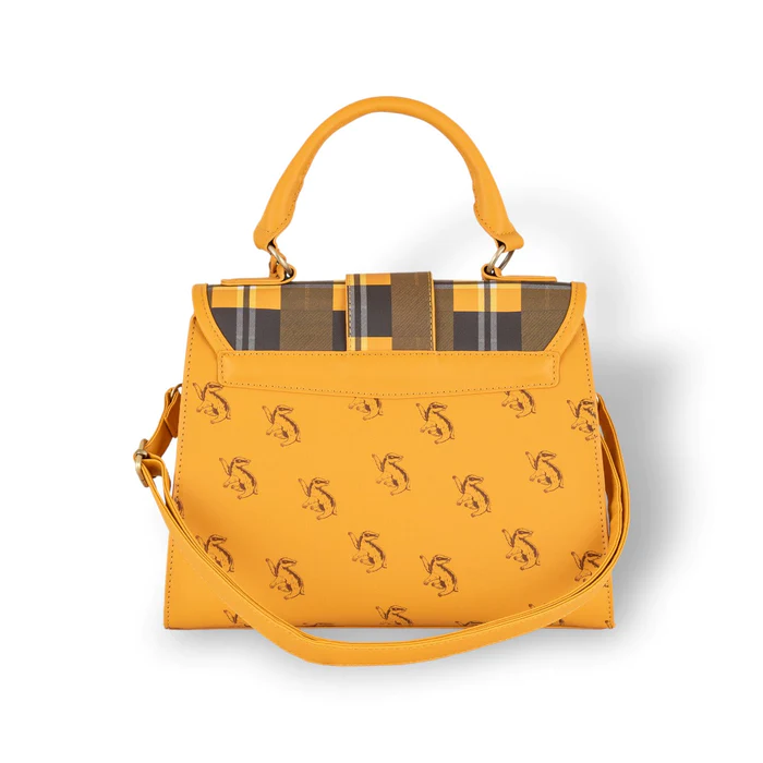 HARRY POTTER - Hufflepuff - Luxury Plaid Top Handbag + Charms 29x22cm