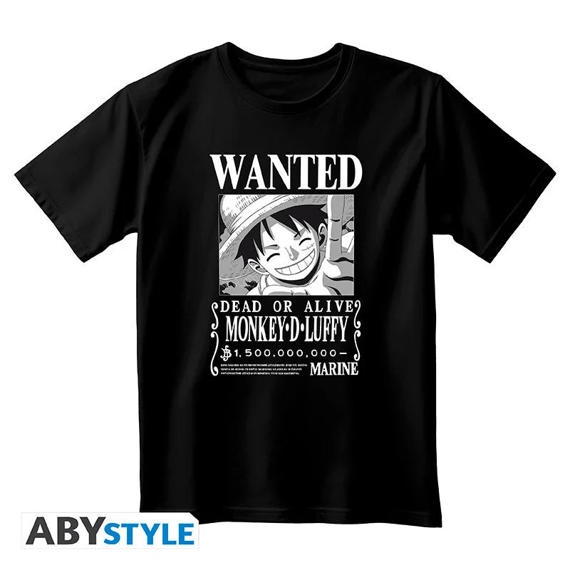 ONE PIECE - T-Shirt Wanted Luffy Unisex Black (XXL)