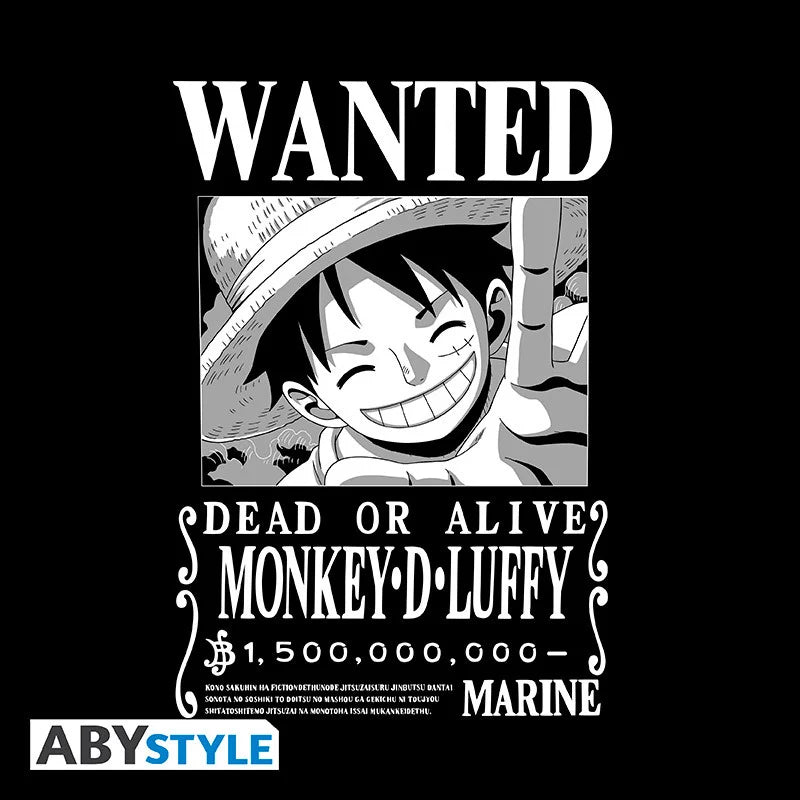 ONE PIECE - T-Shirt Wanted Luffy Unisex Black (M)