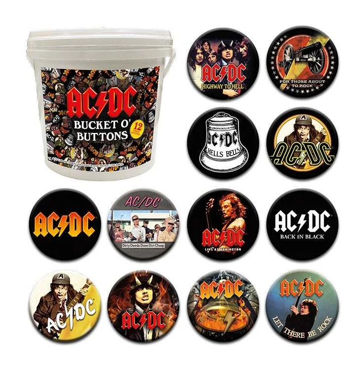 AC/DC - Bucket of Buttons 144 Pieces 3.2cm