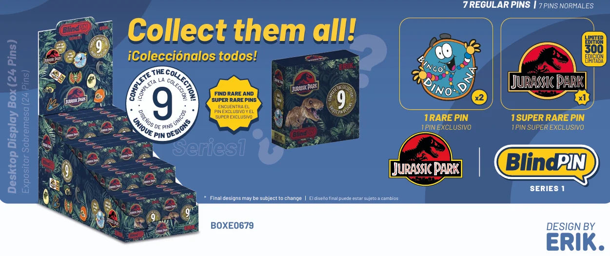 JURASSIC PARK - Series 1 - Display 24 Mystery Pin's
