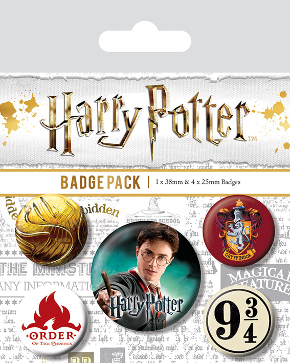 HARRY POTTER - Pack 5 Badges - Gryffindor