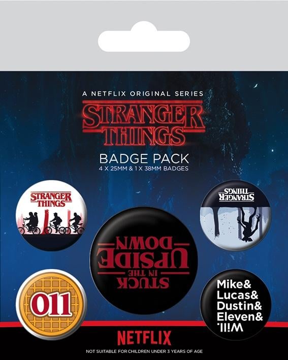 STRANGER THINGS - Pack 5 Badges - Upside Down