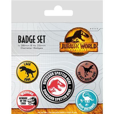 JURASSIC WORLD 3 - Warnings Signs - Pack 5 Badges