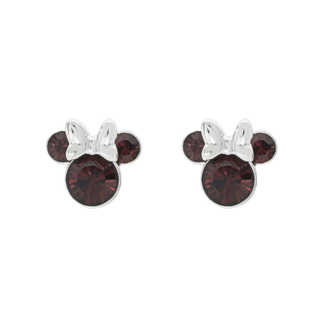 MINNIE - Pair of Stud Birthstone Earrings in Plated Brass - January