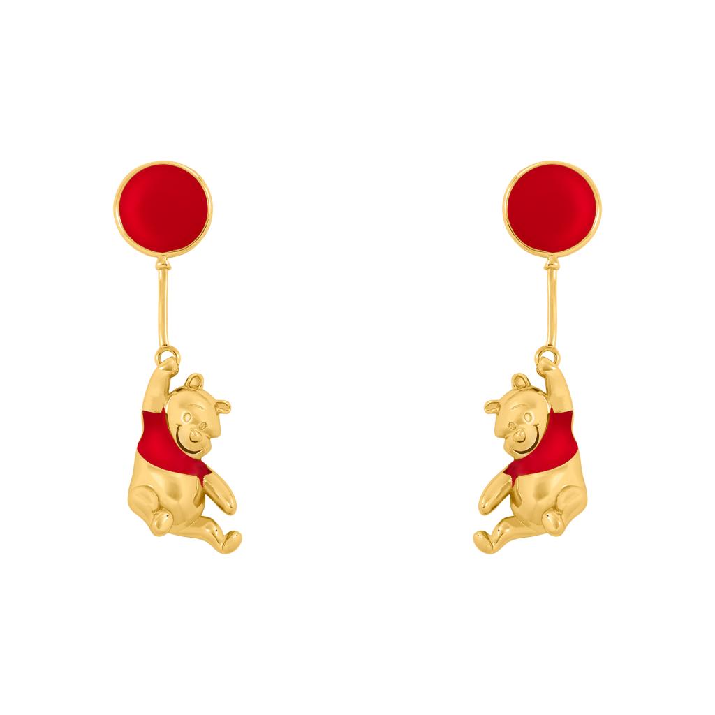 WINNIE THE POOH - Pair of Drop Earrings - Brass Plated