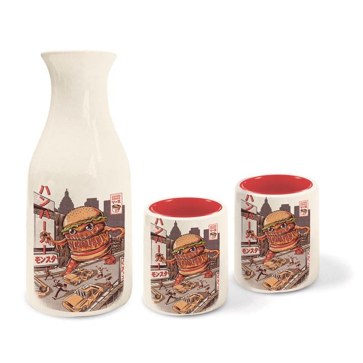 JAPANESE STYLE - Burgerzilla - Sake Bottle & 2 Sake Cups