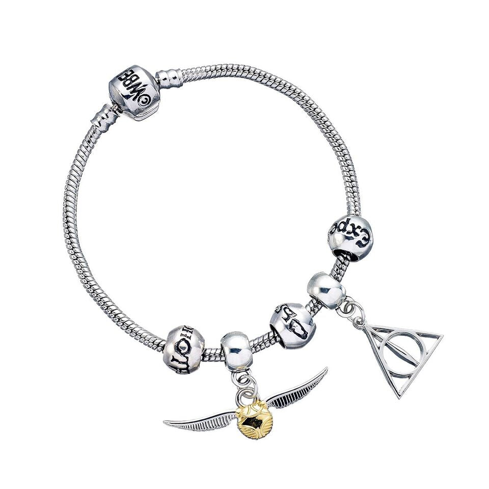HARRY POTTER - Bracelet + 2 Charms + 3 Beads - Silver Plated