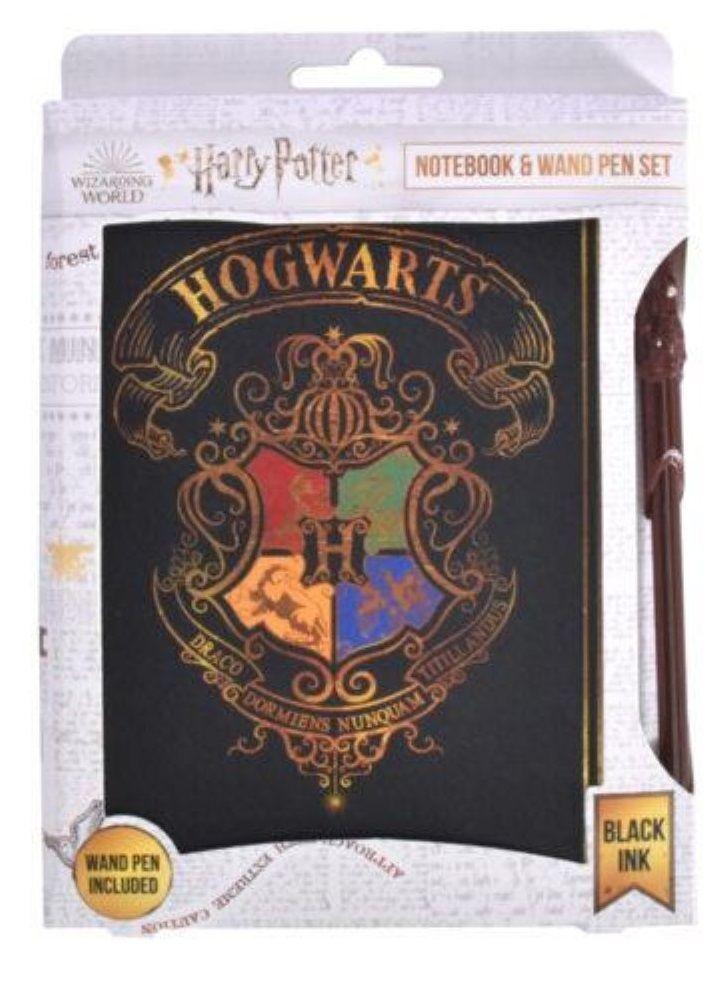 HARRY POTTER - Colourful Crest - A5 Notebook + Wand Pen