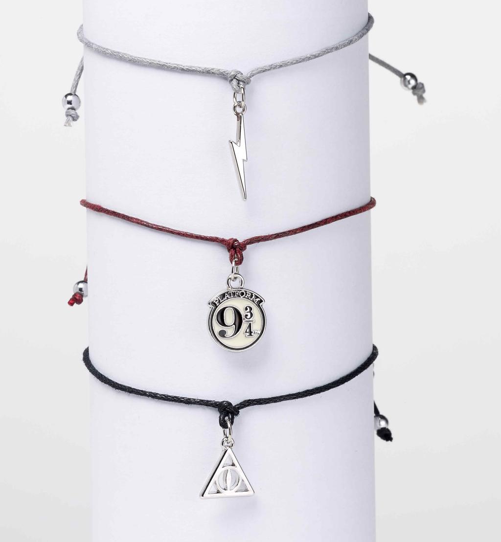 HARRY POTTER - 3 Adjustable Friendship Bracelets + Charms RGB