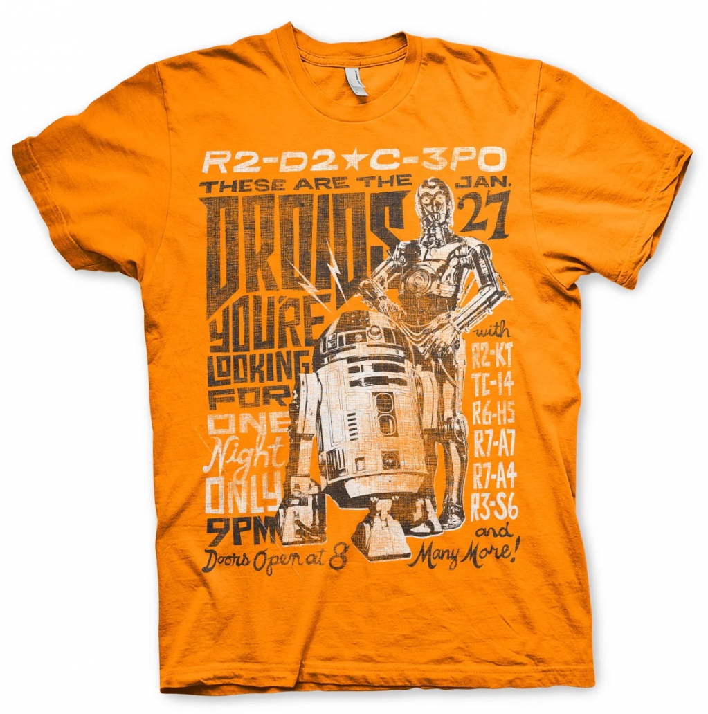 STAR WARS 7 - T-Shirt Droids Night - Orange (S)