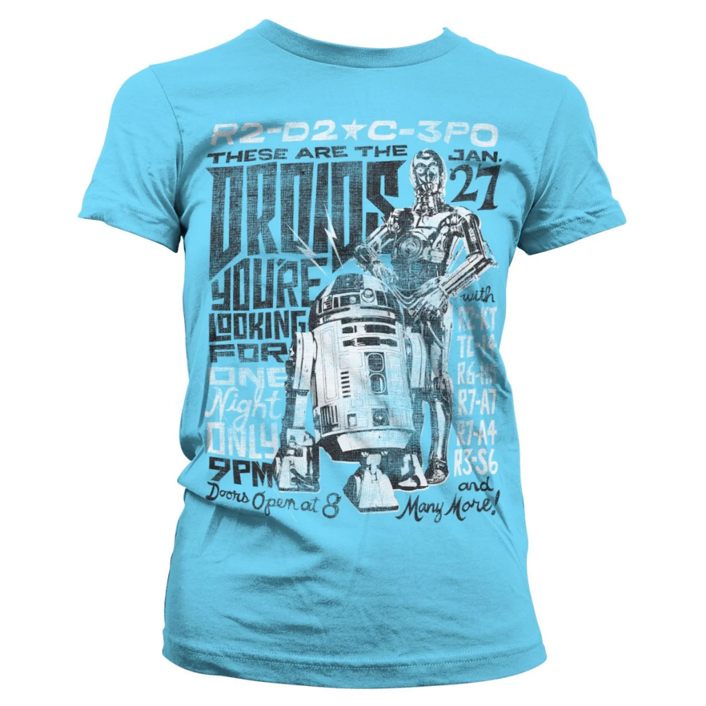 STAR WARS 7 - T-Shirt Droids Night - Sky Blue - GIRL (XXL)