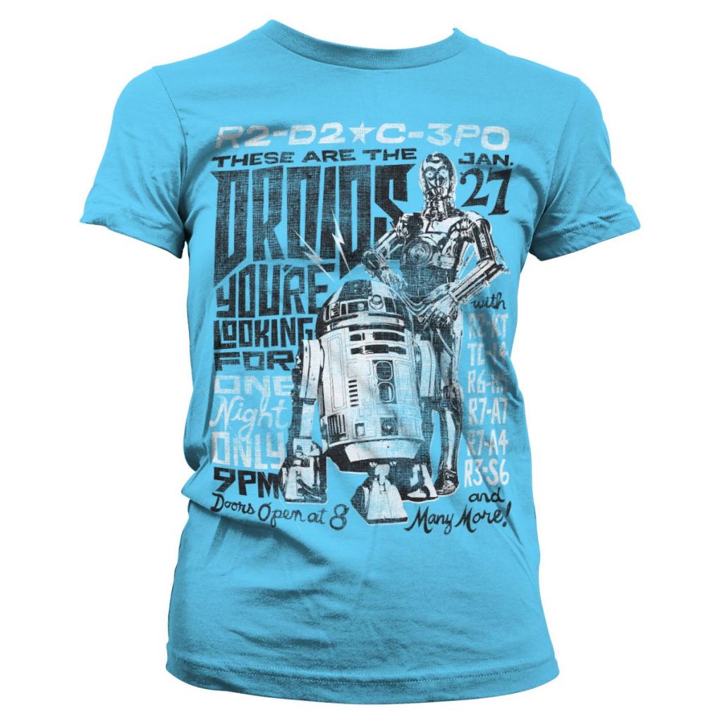 STAR WARS 7 - T-Shirt Droids Night - Sky Blue - GIRL (XXL)