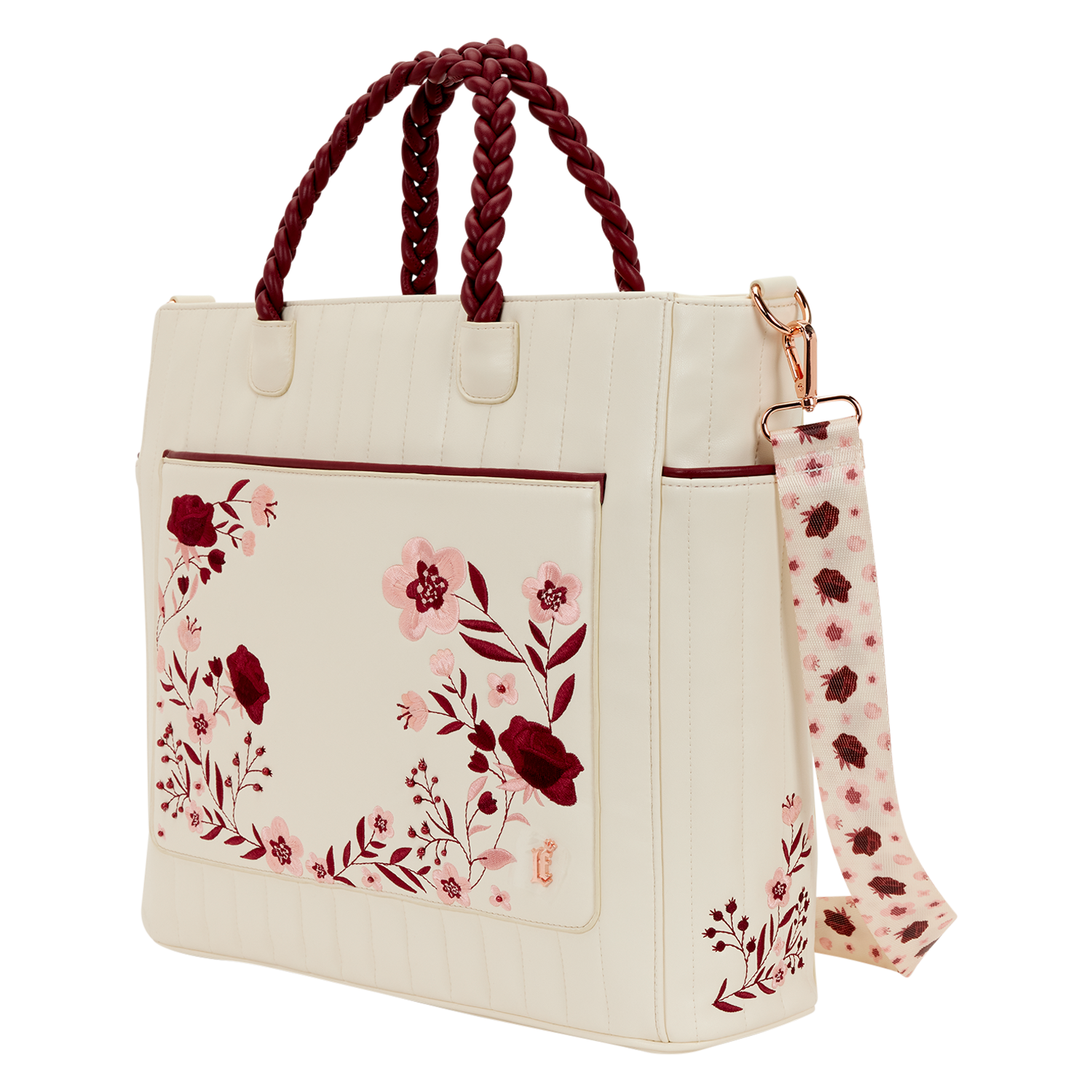 CREAM & RED - Floral - Convertible Tote Bag Loungefly