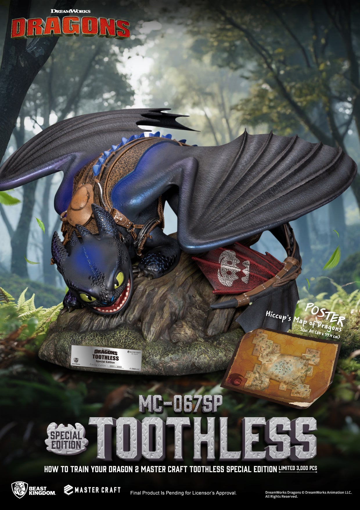 HOW TO TRAIN YOUR DRAGON 2 - Toothless - Statue Master Craft 38cm