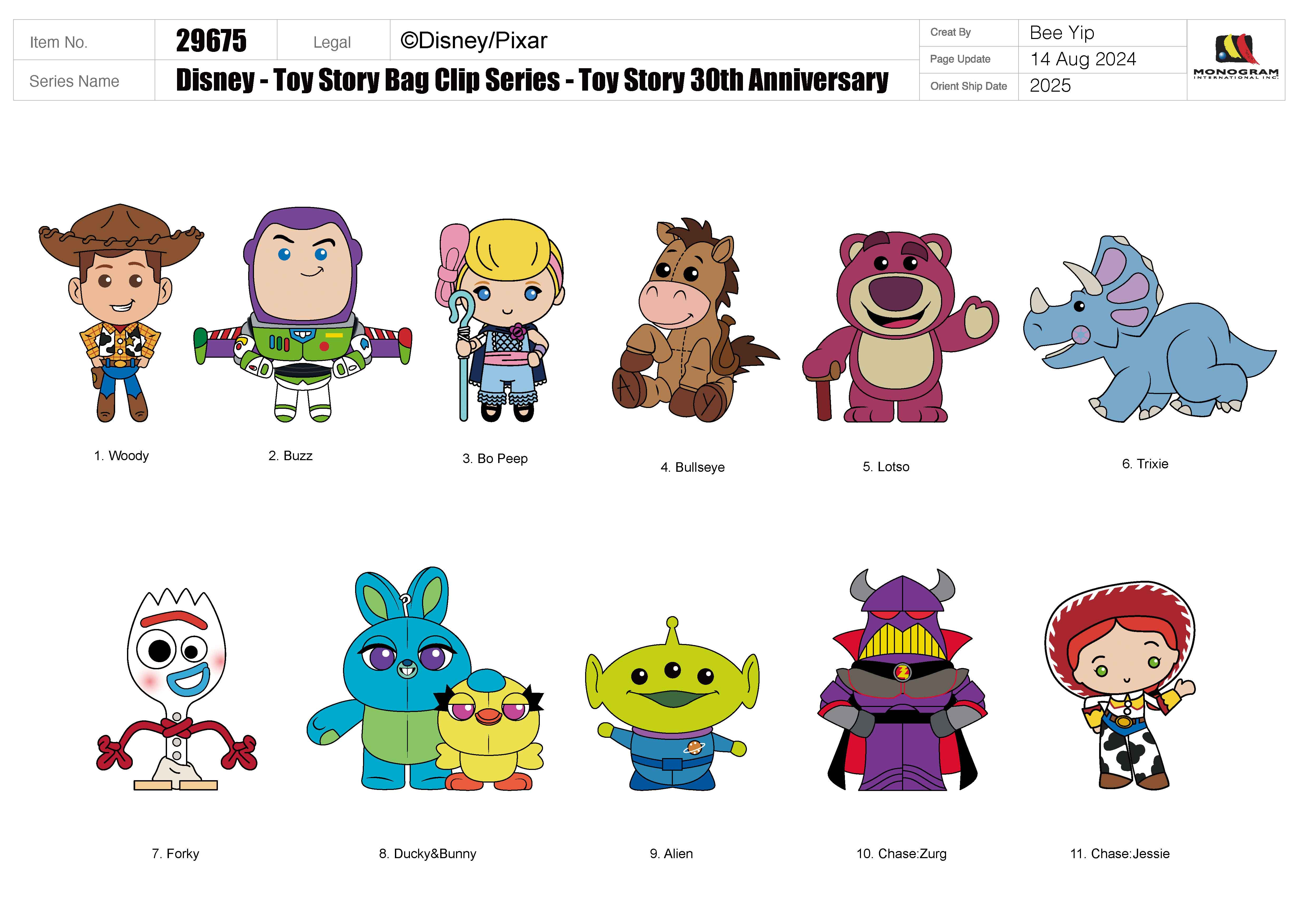 TOY STORY - Series 67 - 3D Foam Bag Clip (Display 24 Pcs)