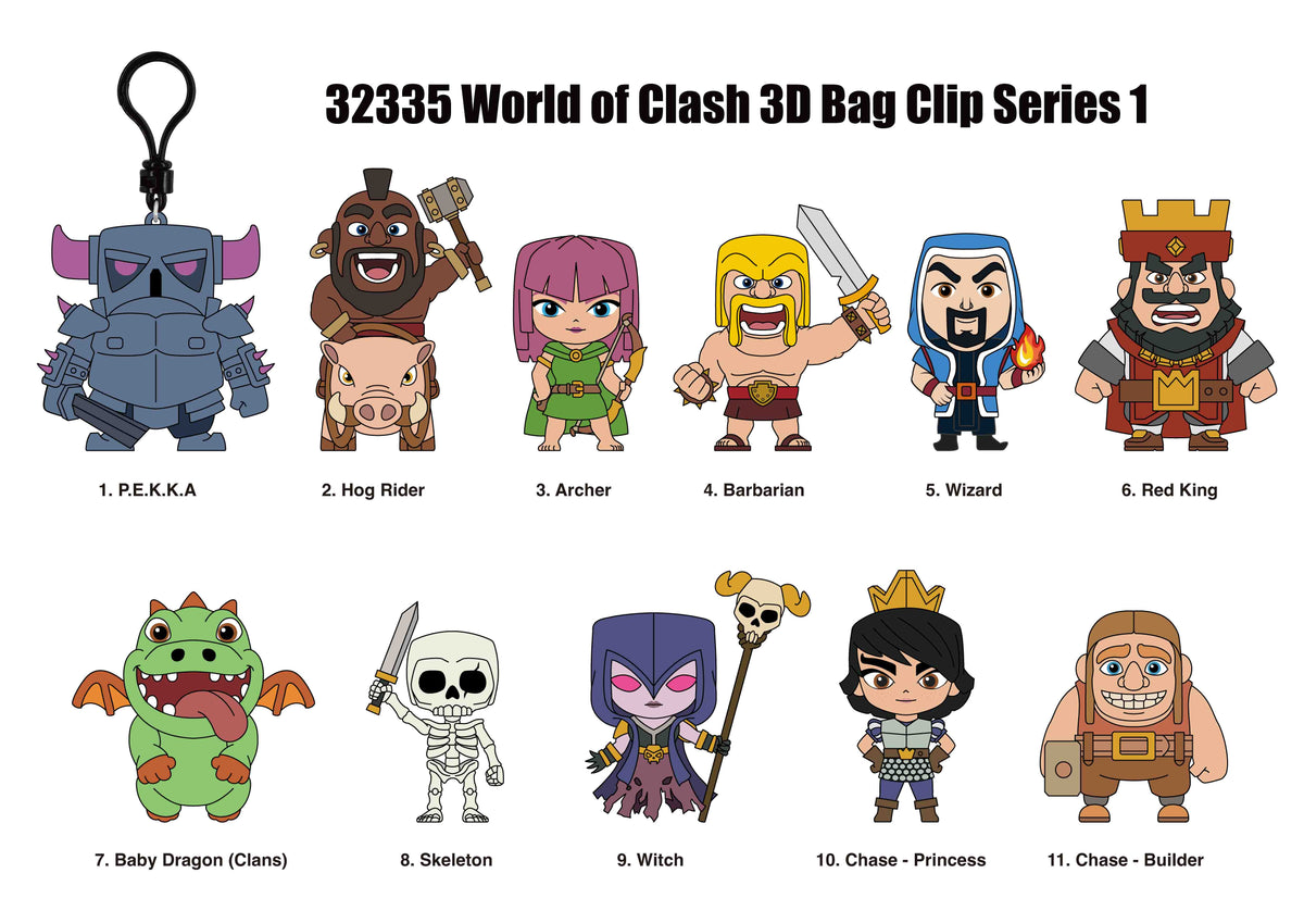 WORLD OF CLASH - Series 1 - 3D Foam Bag Clip (Display 24 Pcs)