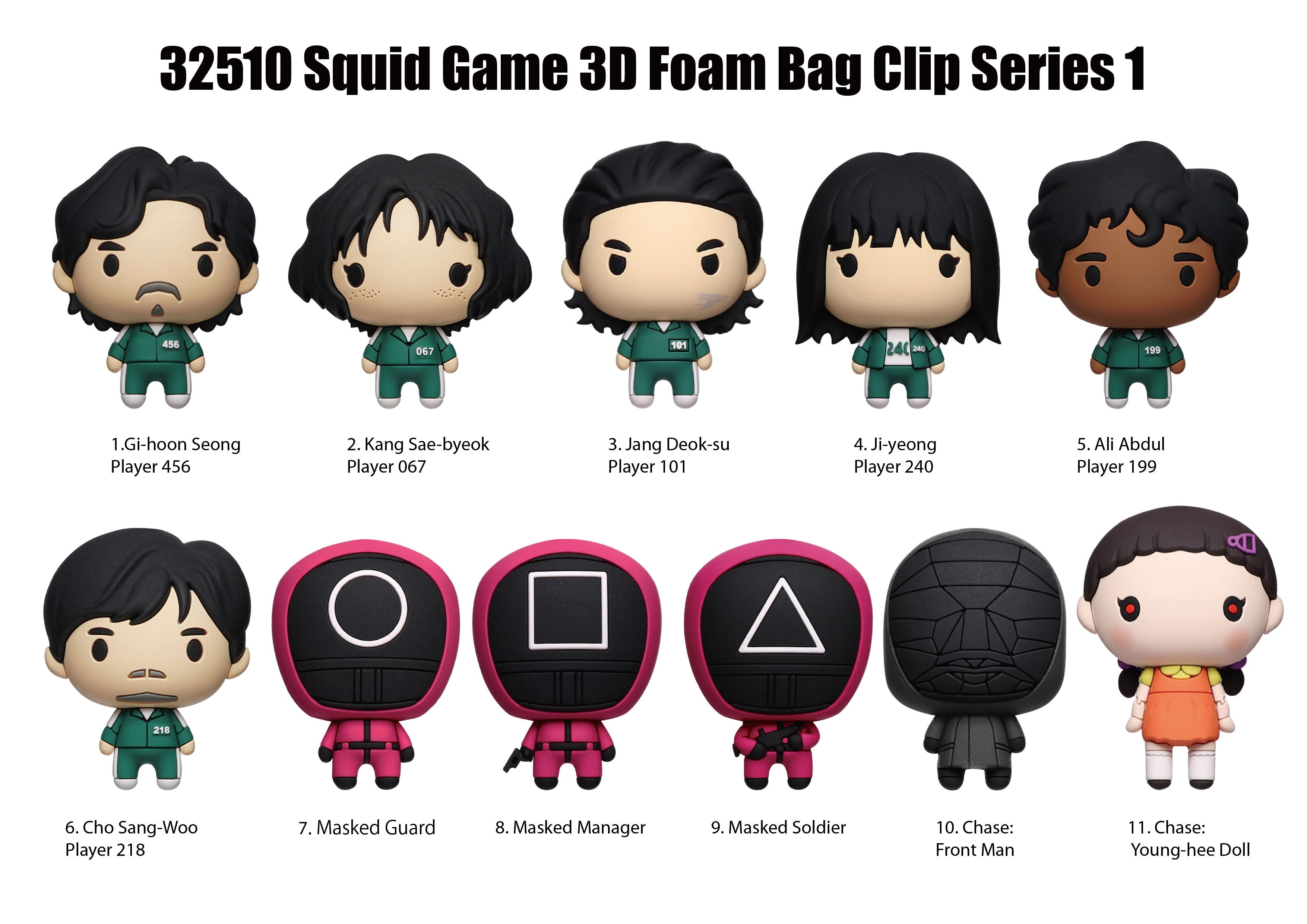 SQUID GAME - Series 1 - 3D Foam Bag Clip (Display 24 Pcs)