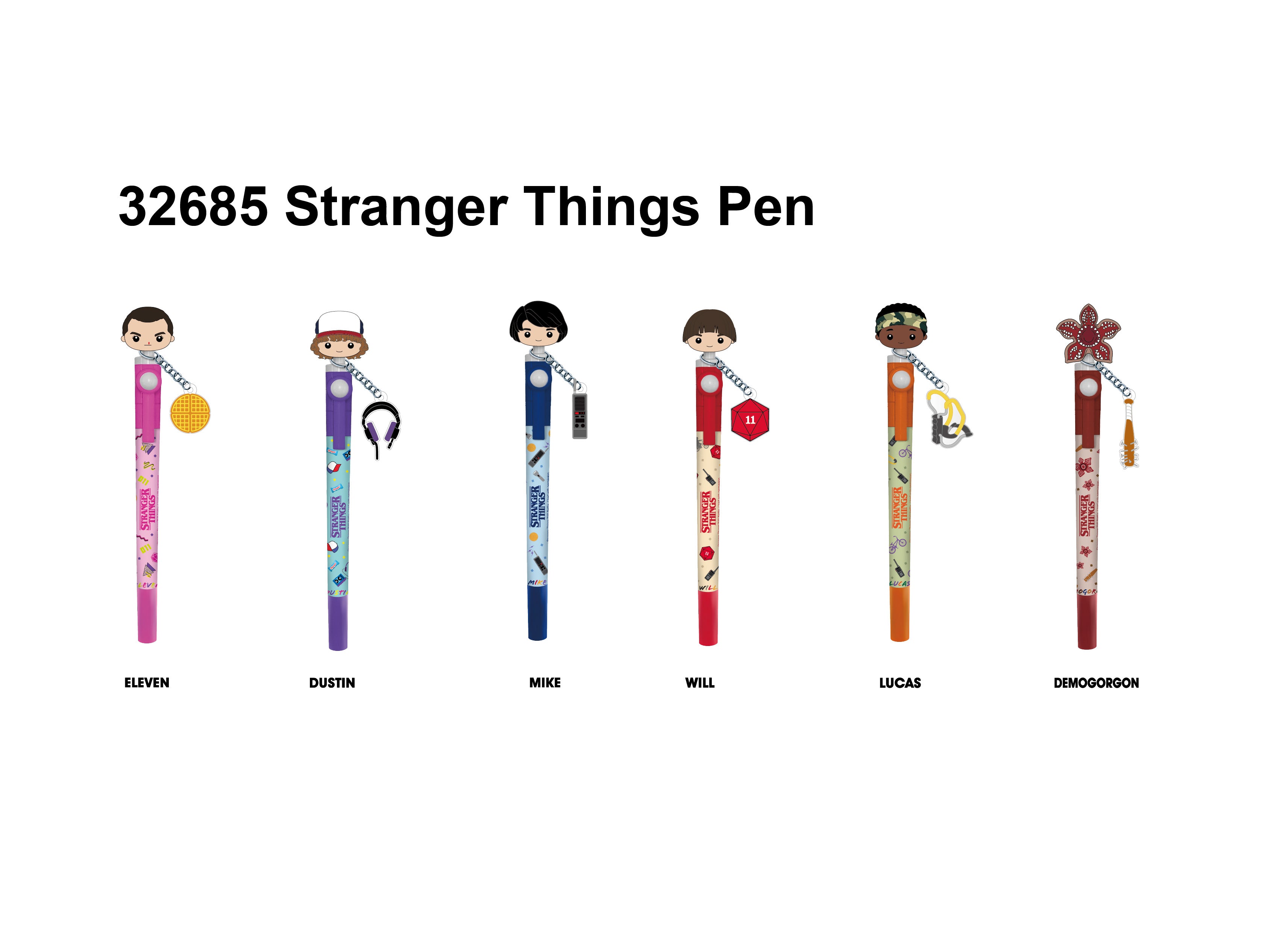 STRANGER THINGS - 3D Head Topper Spinning Pen (Display of 12 pieces)