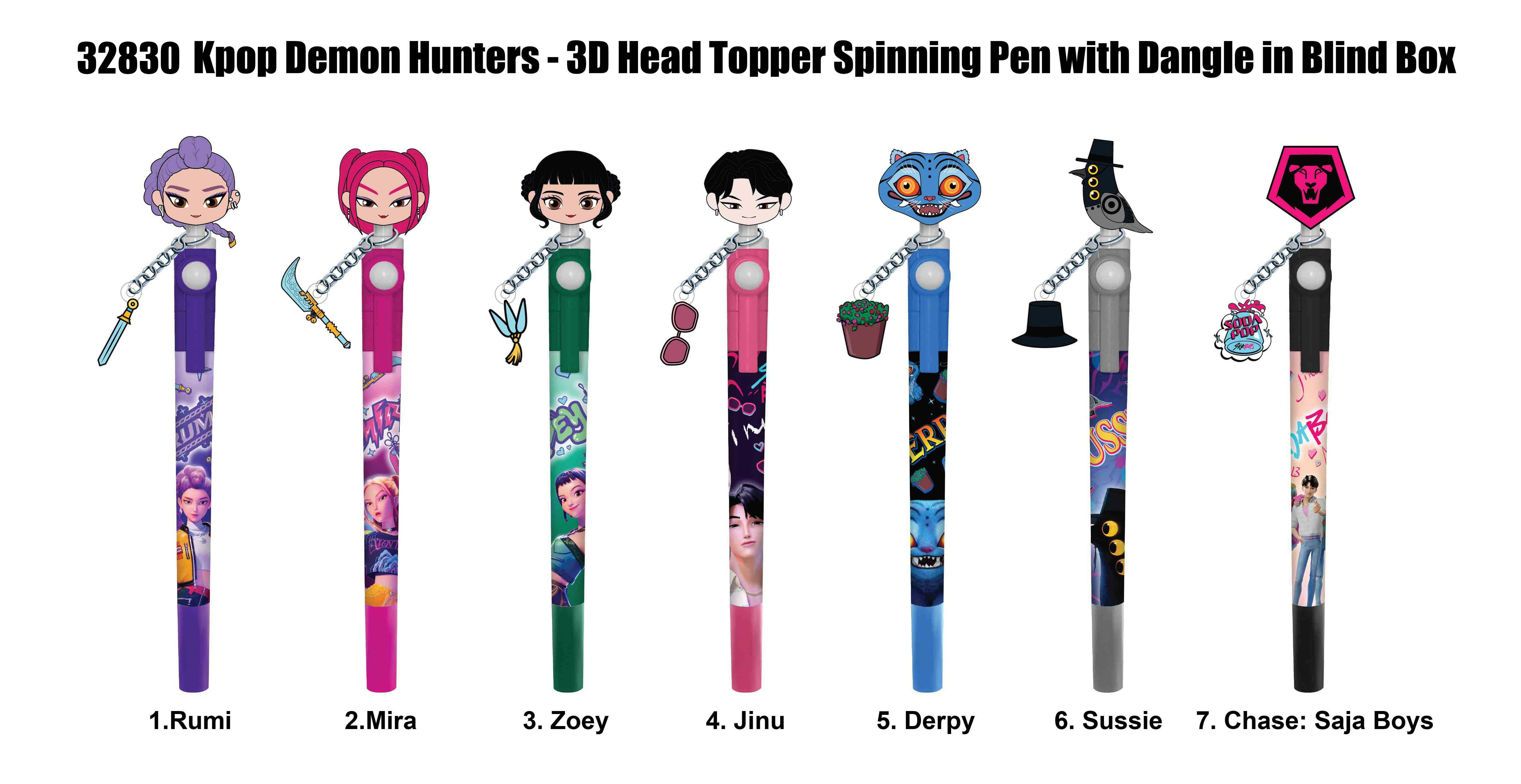 K-POP DEMON HUNTERS - 3D Head Topper Spinning Pen (Display of 16 pcs)