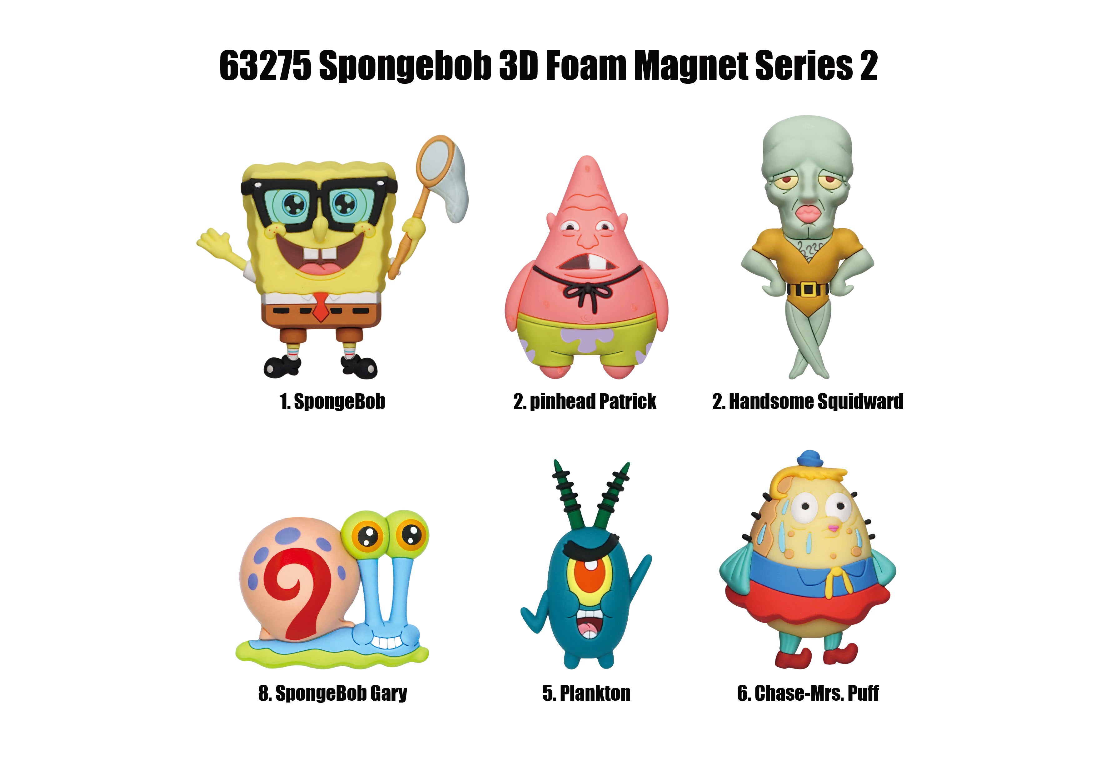 SPONGBOB - Series 2 - 3D Foam Magnets in blind bags (Display 12 Pcs)