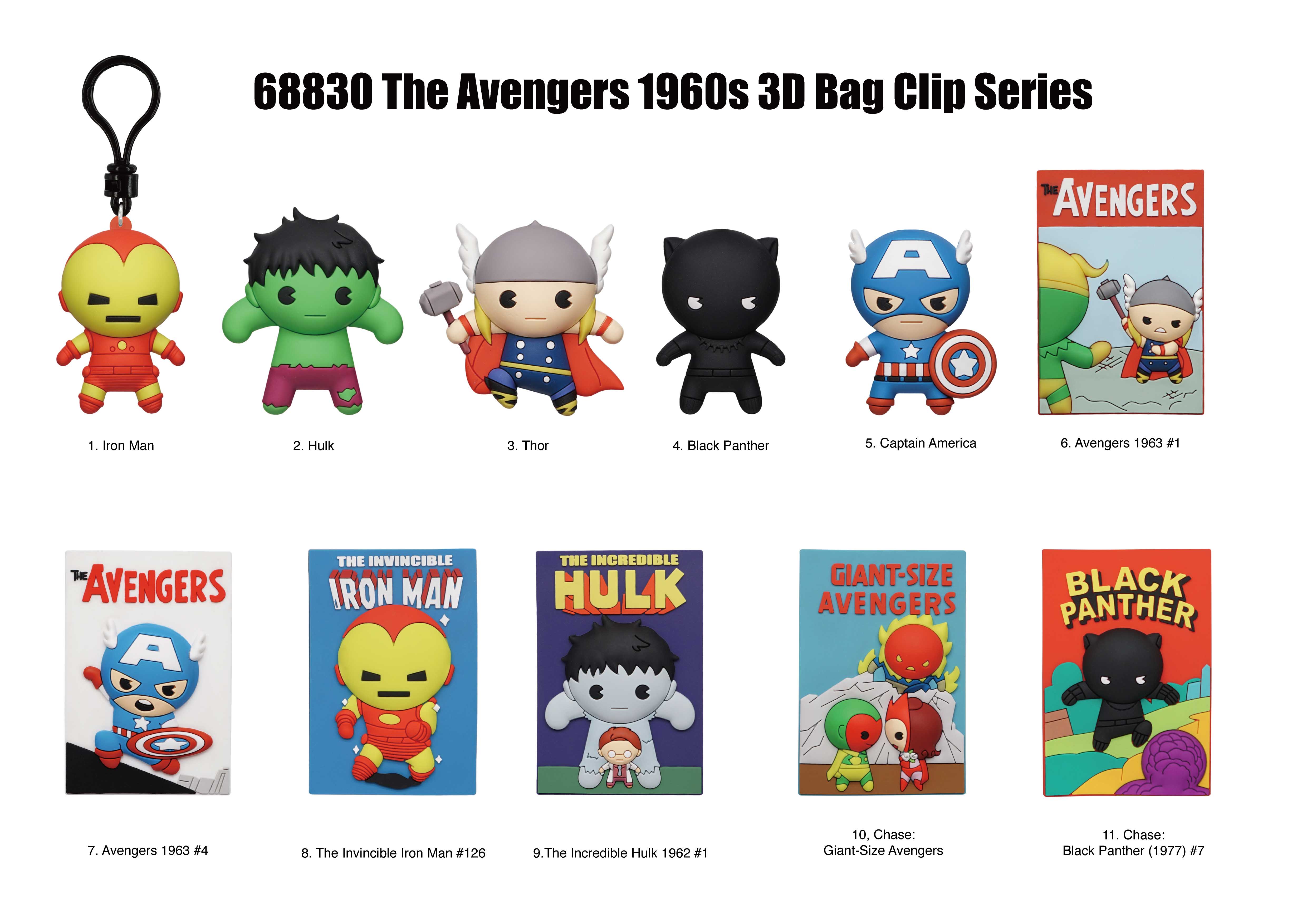 AVENGERS 60TH COMIC - Series 1 - 3D Foam Bag Clip (Display 24 Pcs)
