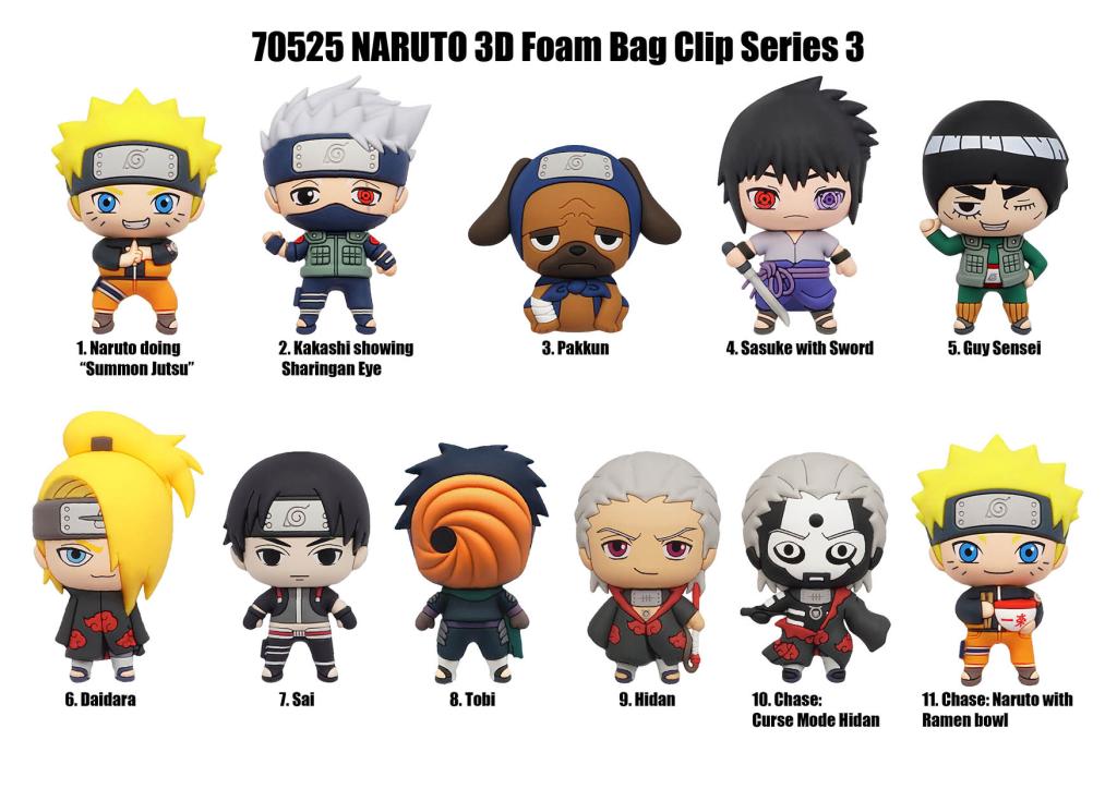 NARUTO SHIPPUDEN - Series 3 - 3D Foam Bag Clip (Display 24 Pcs)